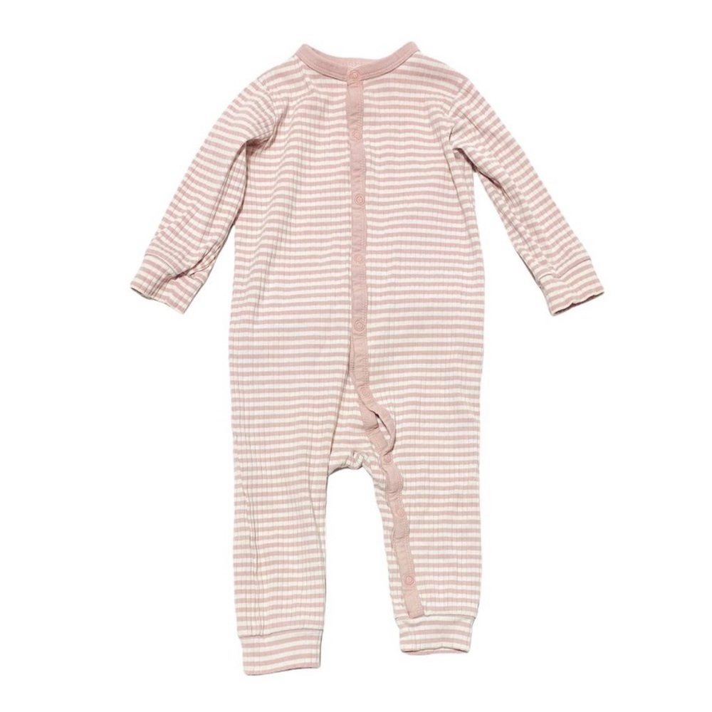 H&M one piece Mauve & white striped 6-9m